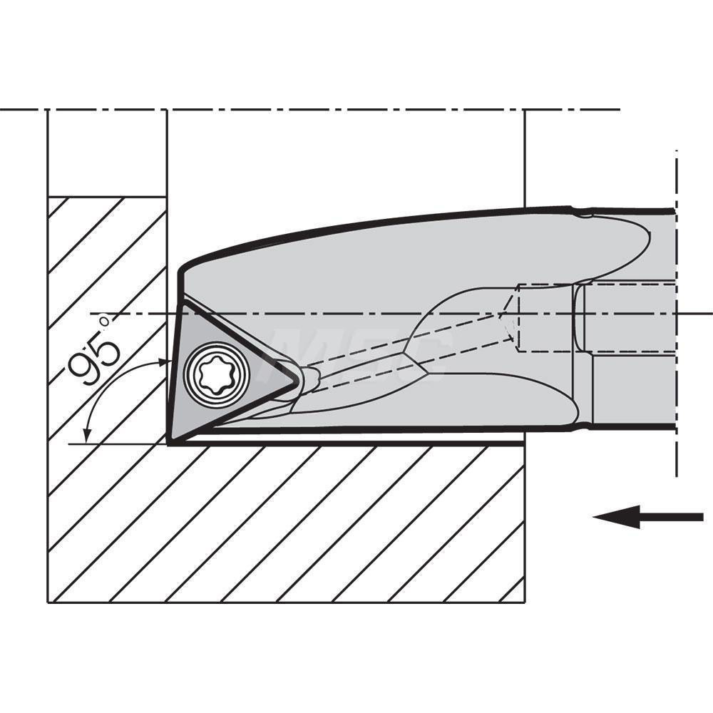 Kyocera Indexable Boring Bar: A06MSTLPR2AE, 0.4800" Min Bore, Right Hand, 5 deg Lead, Steel - THC14023