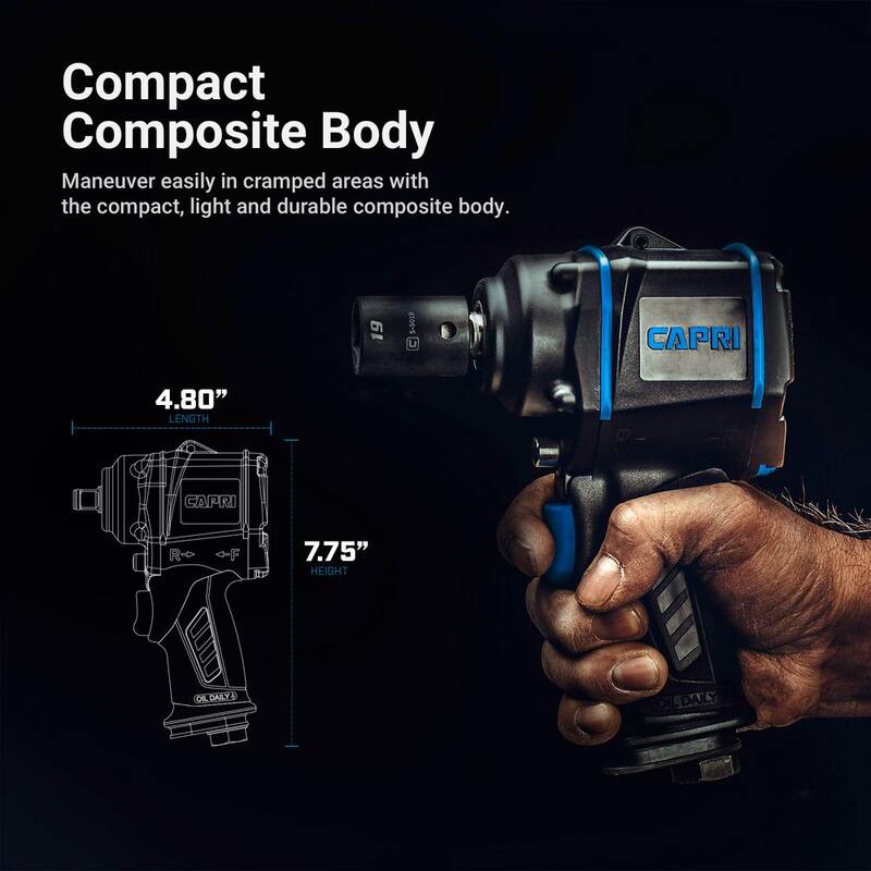 Capri Tools 450 ft. lbs. 1/2 in. Stubby Air Impact Wrench - CP35105