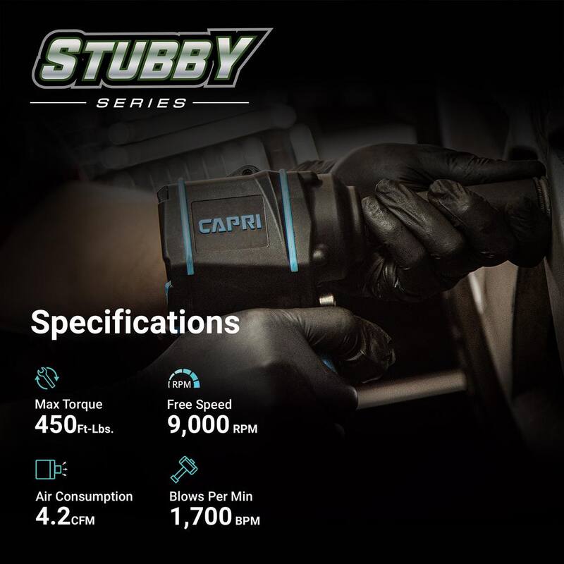 Capri Tools 450 ft. lbs. 1/2 in. Stubby Air Impact Wrench - CP35105