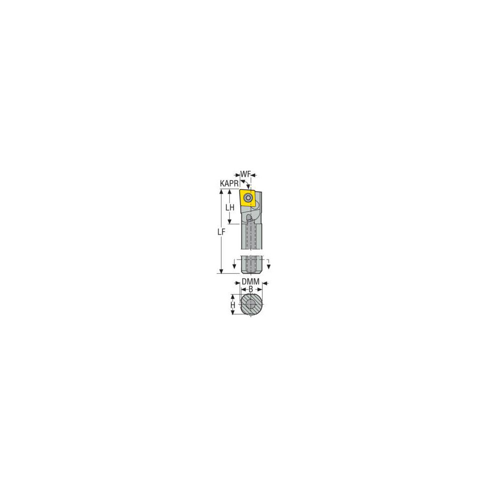Seco Indexable Boring Bar: A08-SCLCL-2, 0.5710" Min Bore, 95 deg Lead, Steel - 02829671