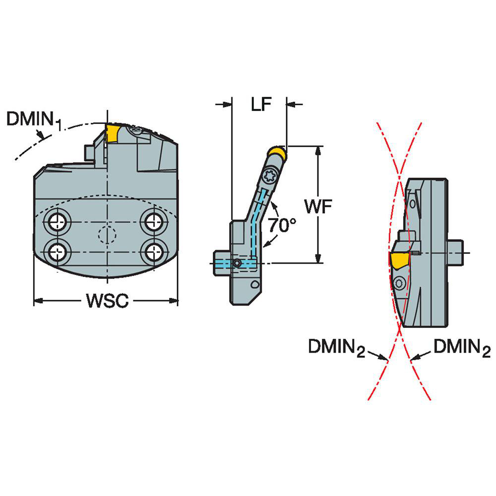 Sandvik Coromant Modular Turning & Profiling Head: Size 70, 26.7 mm Head Length, Right Hand - 6632451