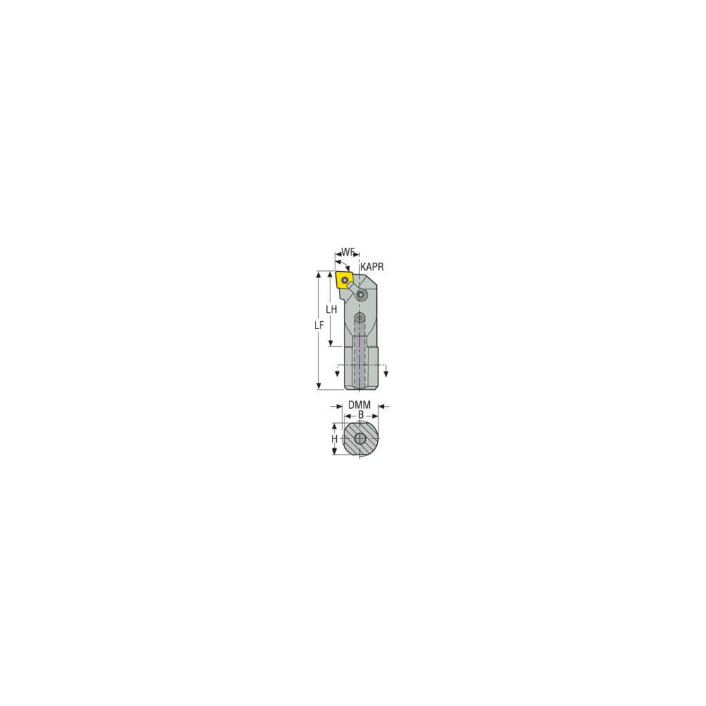 Seco Indexable Boring Bar: A20-MCLNR-4, 1.5300" Min Bore, Right Hand, -5 deg Lead, Steel - 00041050