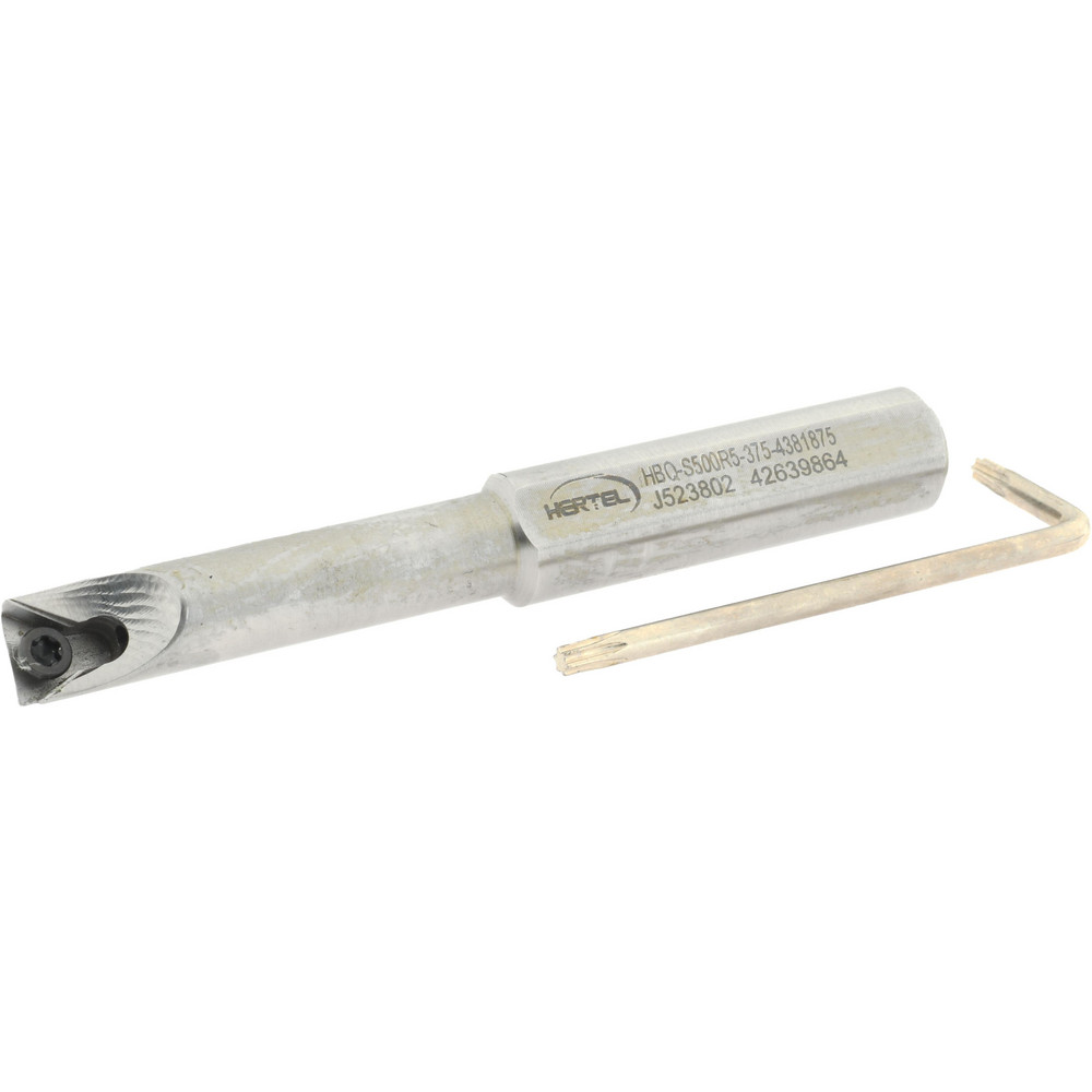 Hertel Indexable Boring Bar: HBBQ-C375R5-10.0-438, 0.4380" Min Bore, Right Hand, Solid Carbide - H59870147