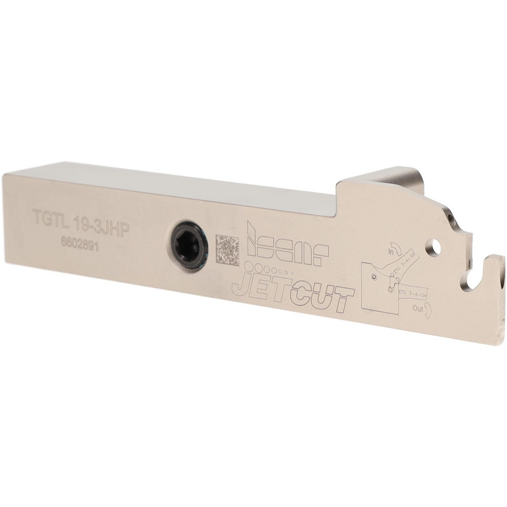 Iscar Indexable Grooving-Cutoff Toolholder: TGTR19-4JHP, 3.7 to 4.5 mm Groove Width, 22.22 mm Max Depth of Cut, Right Hand - 2302464