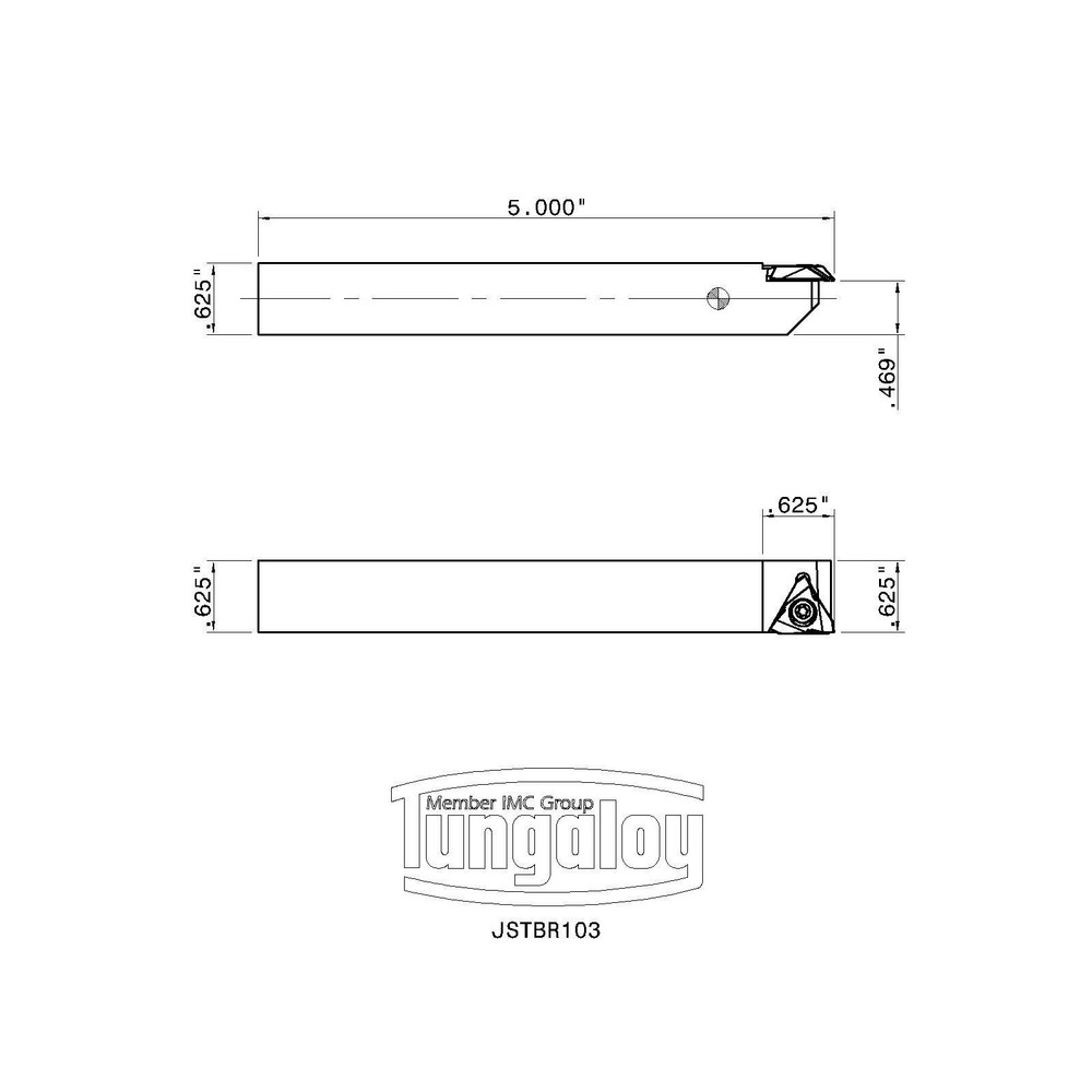 Tungaloy Indexable Turning Toolholder: JSTBR103, 90 deg Lead Angle, Screw - 6708796