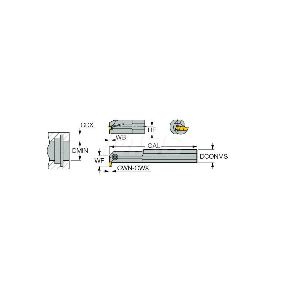 Iscar Indexable Boring Bar: GHIR 40-815, 64 mm Min Bore Dia, Right Hand Cut, 40 mm Shank Dia - 2800600