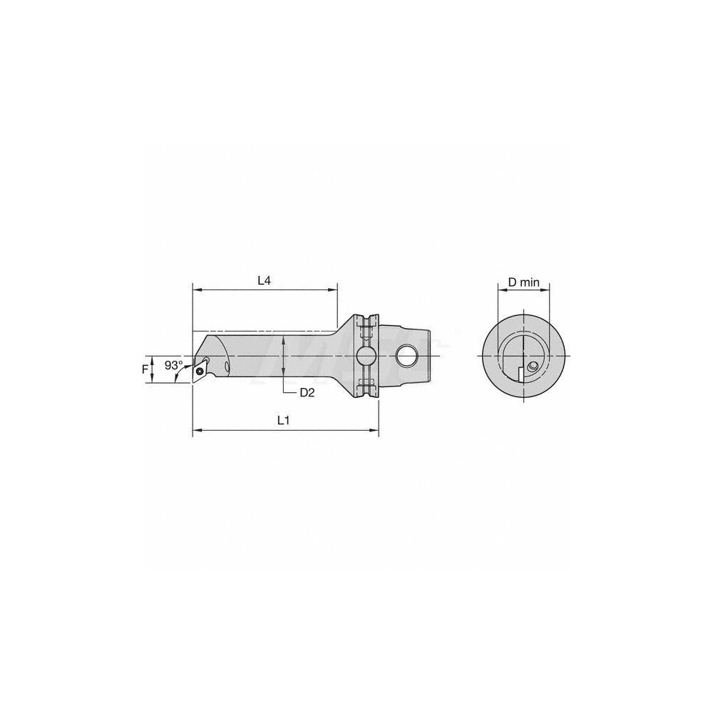 Kennametal Modular Boring Head: 55.09 mm Max Dia, Right Hand, Size KM40TS - 3955531