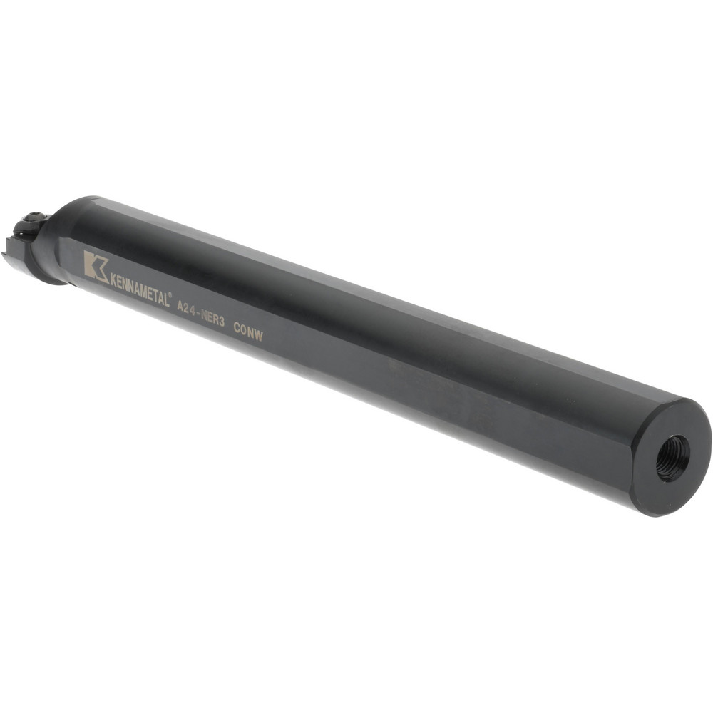 Kennametal Indexable Boring Bar: A24NER3, 50.8 mm Min Bore Dia, Right Hand Cut, 1-1/2" Shank Dia, 3 ° Lead Angle, Steel - 1094839