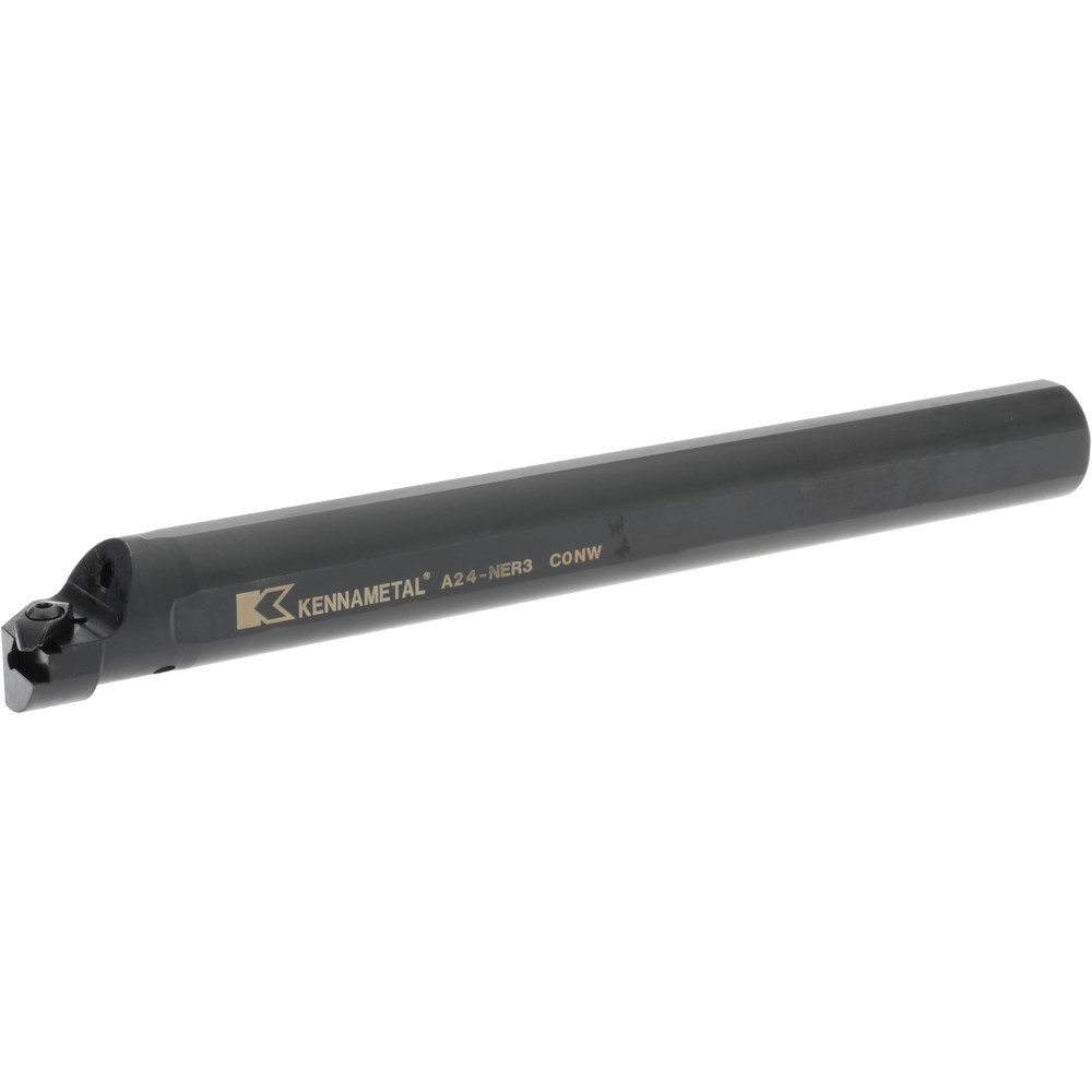 Kennametal Indexable Boring Bar: A24NER3, 50.8 mm Min Bore Dia, Right Hand Cut, 1-1/2" Shank Dia, 3 ° Lead Angle, Steel - 1094839
