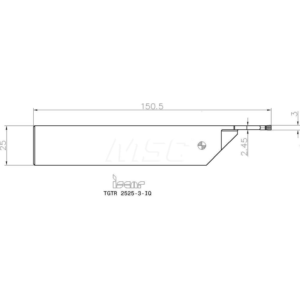 Iscar Indexable Grooving-Cutoff Toolholder: TGTR2525-3, 2.8 to 3.5 mm Groove Width, 28 mm Max Depth of Cut, Right Hand - 2301766