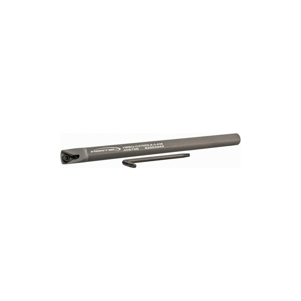 Hertel Indexable Boring Bar: HBBQ-C375R5-6.0-438, 0.4380" Min Bore, Right Hand, Solid Carbide - H59870113