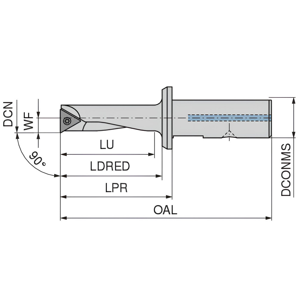 Komet Indexable Boring Bar: B00-37010, 0.2200" Min Bore, Right Hand, 90 deg Lead - 6285605600