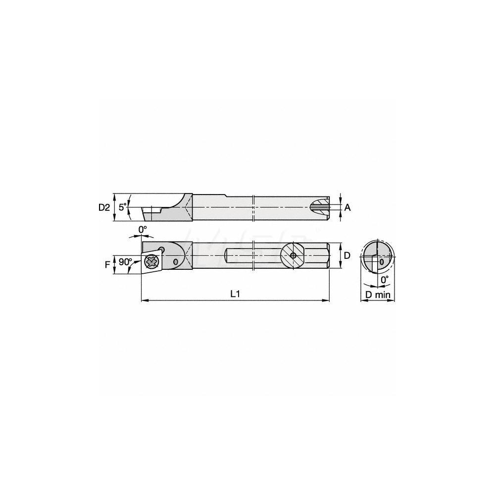 Kennametal Indexable Boring Bar: E05MSCFDR12, 9.04 mm Min Bore, Right Hand, 7.93 mm Shank Dia, Solid Carbide - 1937955