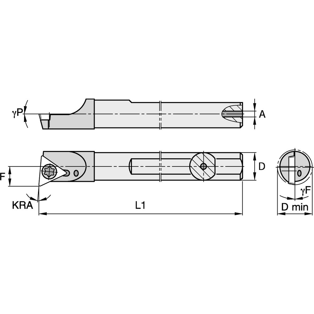 Everede Tool Indexable Boring Bar: CG7000CH .50X6" 5DEG, 0.5630" Min Bore, 5 deg Lead, Solid Carbide (Shank) & Steel (Head) - 00727