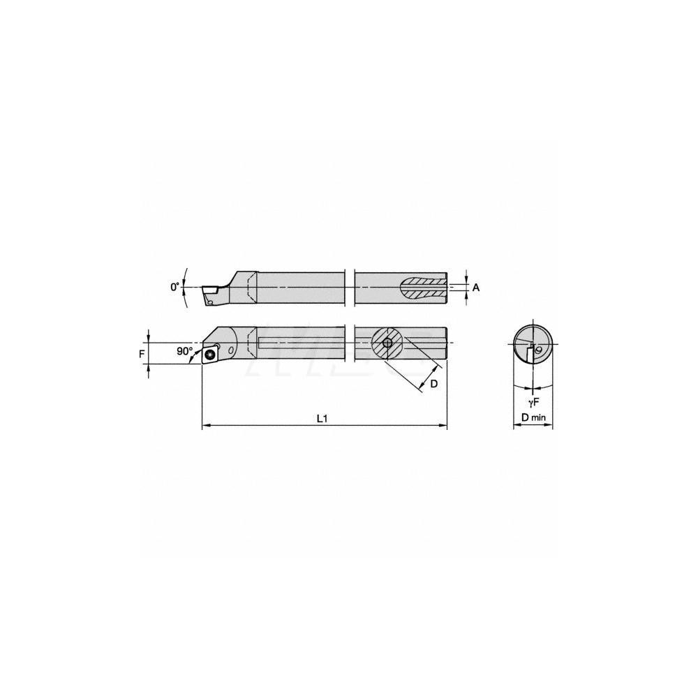 Kennametal Indexable Boring Bar: L06M-SCFPR2, 0.4800" Min Bore, Right Hand, Heavy Metal - 3330999
