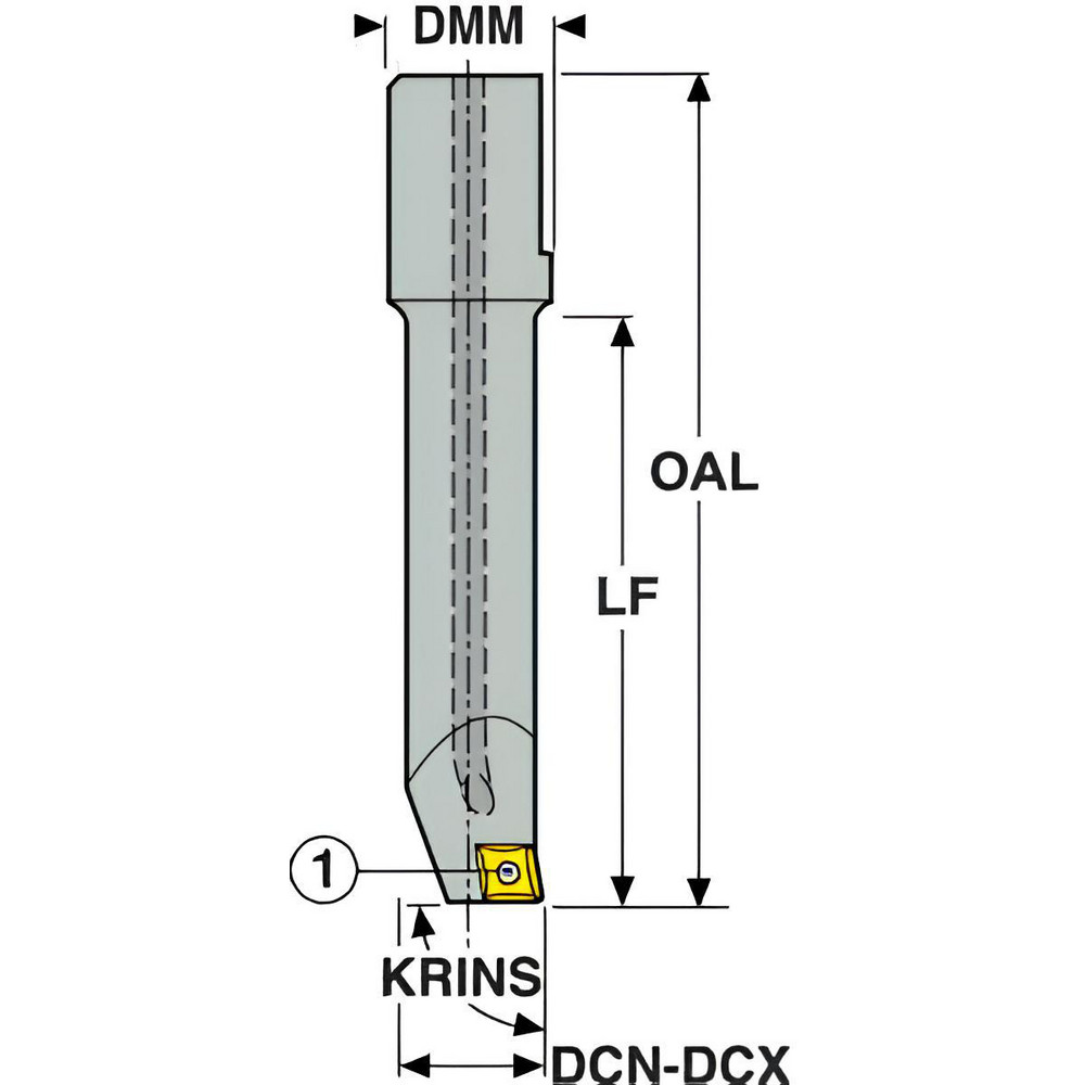 Seco Indexable Boring Bar: A795 007, 27.00 mm Min Bore, 16.00 mm Shank Dia, 90 deg Lead, Steel - 00056646