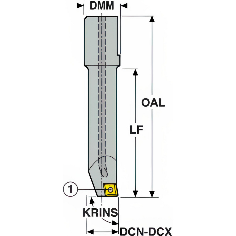 Seco Indexable Boring Bar: A795 007, 27.00 mm Min Bore, 16.00 mm Shank Dia, 90 deg Lead, Steel - 00056646
