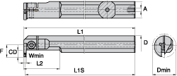 Ingersoll Cutting Tools Indexable Grooving Toolholder: TTER12-24-2SH, 24 mm Max Workpiece Dia - 2800197