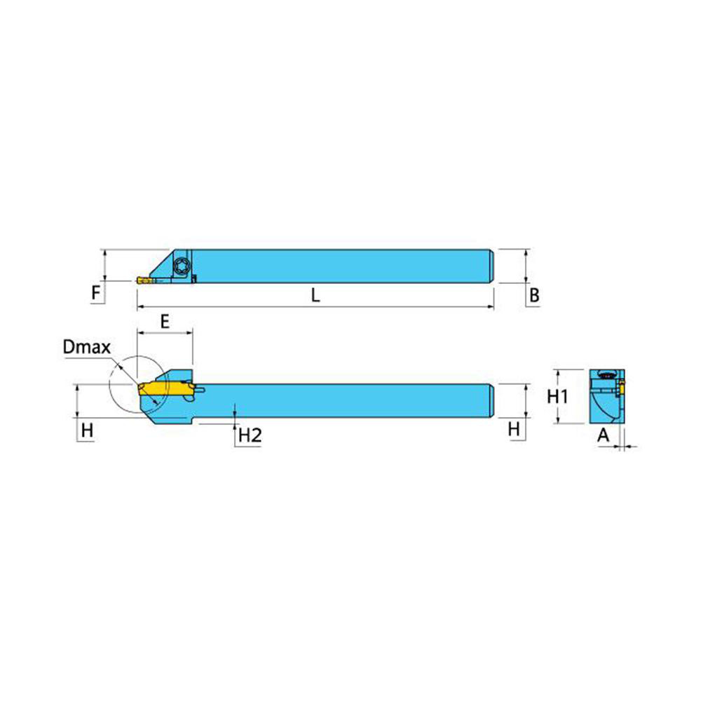 Ingersoll Cutting Tools Indexable Grooving Toolholder: TTEL12.7-24-1.4SH, 0.94" Max Workpiece Dia - 6163652