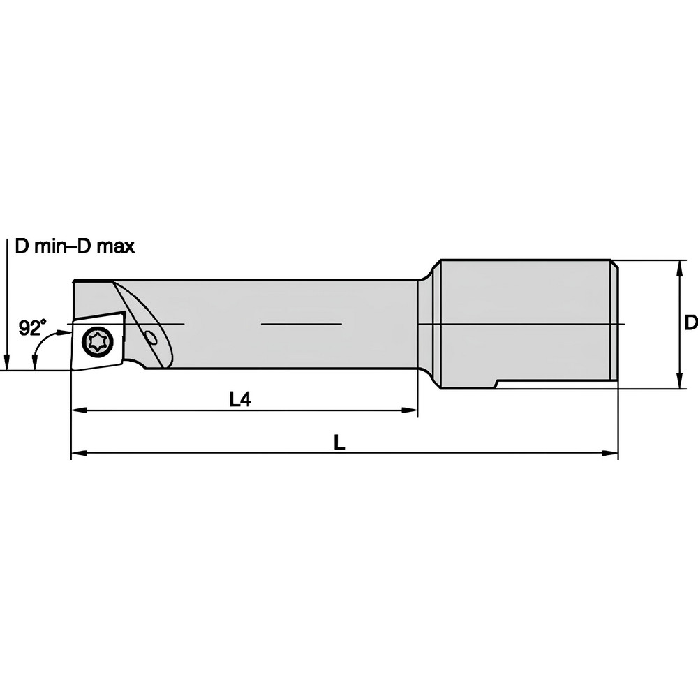 Kennametal Indexable Boring Bar: BB0830WBGX03, 8.00 mm Min Bore, Right Hand, 16.00 mm Shank Dia, 92 deg Lead - 6655203