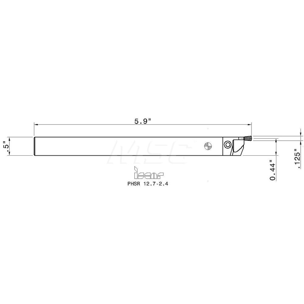 Iscar Indexable Grooving Toolholder: PHSR 12.7-2.4, External, Right Hand, 1" Max Workpiece Dia - 2800754