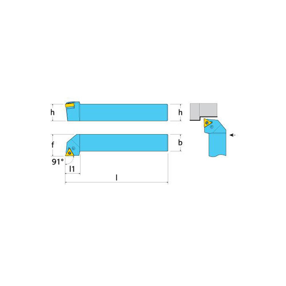 Ingersoll Cutting Tools Indexable Turning Toolholder: HTGNR10-2.53A, 91.0 deg Lead Angle, Lever - 6116527