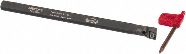 Hertel Indexable Boring Bar: A08SWLPR2 1/2", 0.6000" Min Bore, Right Hand, -5 deg Lead, Steel - 7000072
