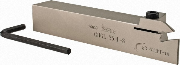 Iscar Indexable Grooving-Cutoff Toolholder: GHGL 31.7-4, 0.15 to 0.19" Groove Width, 1" Max Depth of Cut, Left Hand - 2800251