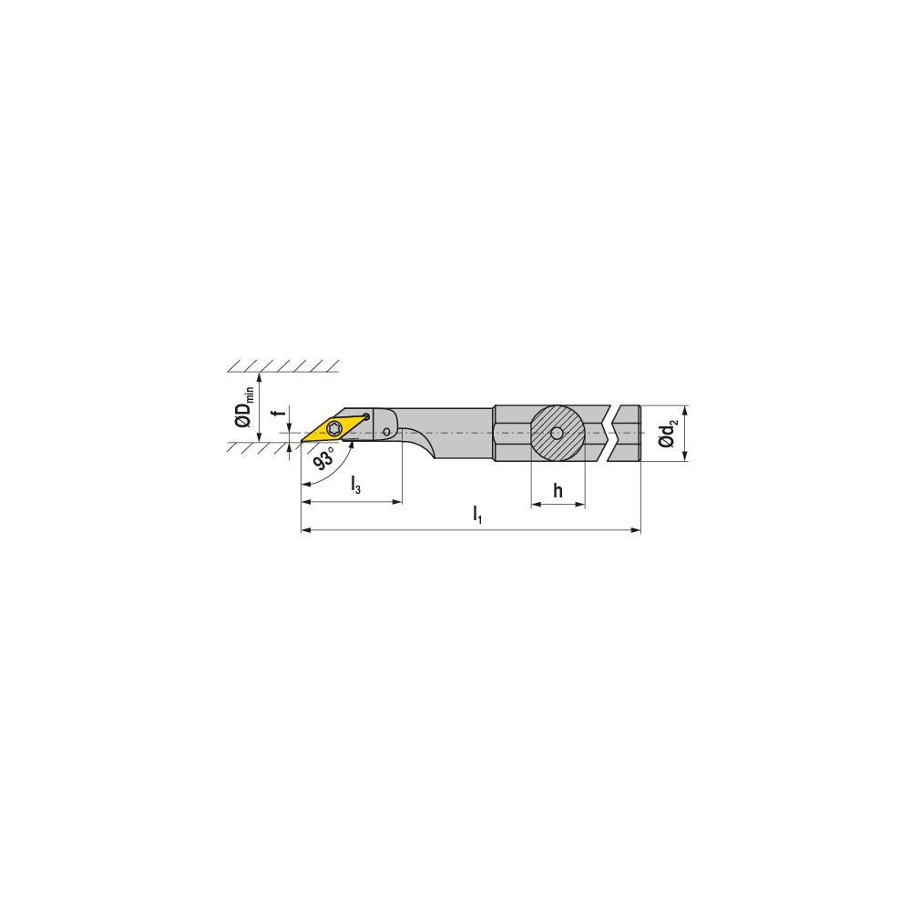 Ingersoll Cutting Tools Indexable Turning Toolholder: SVJCR2020K11-SH, 93.0 deg Lead Angle, Screw - 6319022