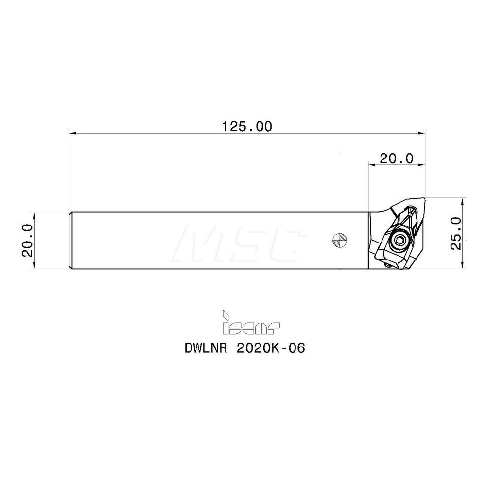 Iscar Indexable Turning Toolholder: DWLNR2020K06, Screw - 3602588