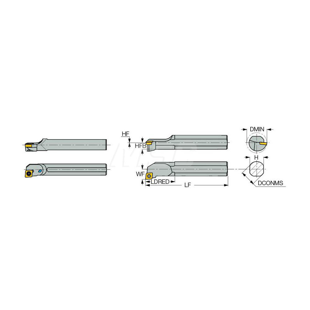 Iscar Indexable Boring Bar: S-SCLCR, 0.4490" Min Bore, Right Hand - 3602068