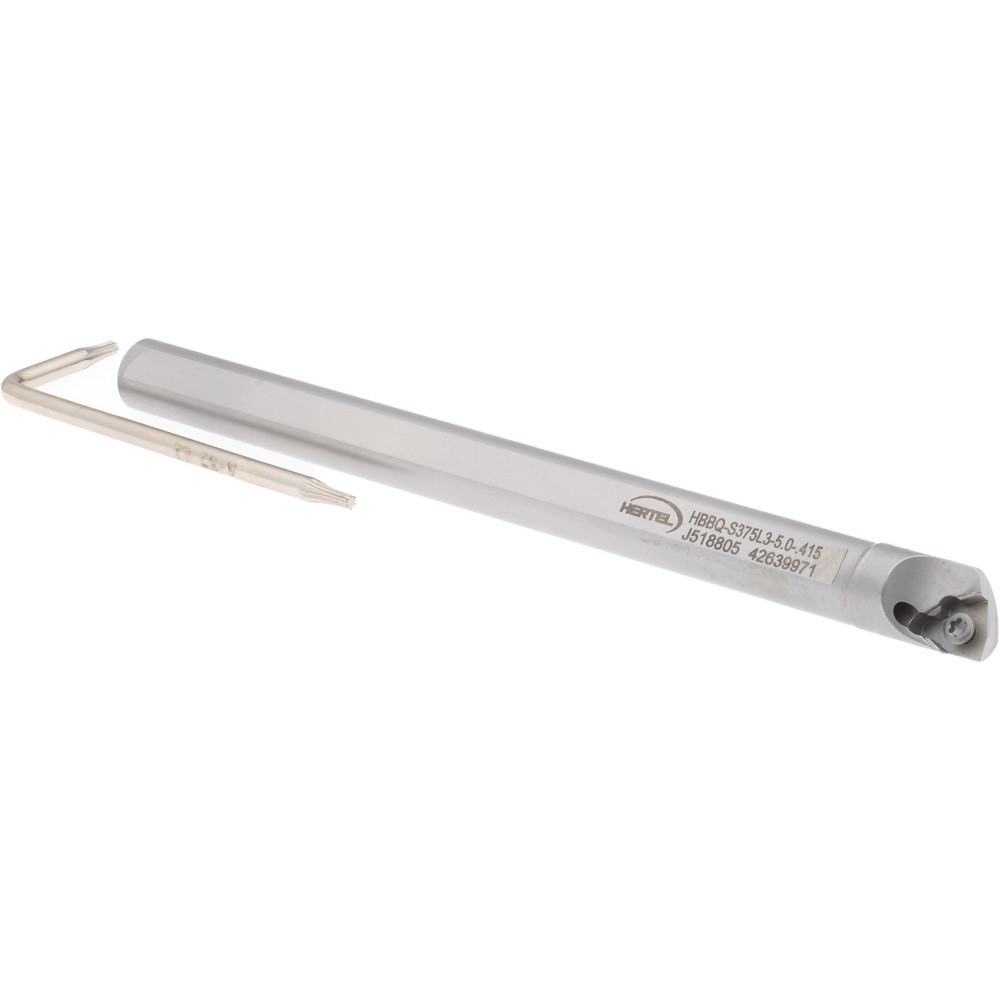Hertel Indexable Boring Bar: HBBQ-S375L3-5.0-.415, 0.4150" Min Bore, Left Hand, Steel - H08614851