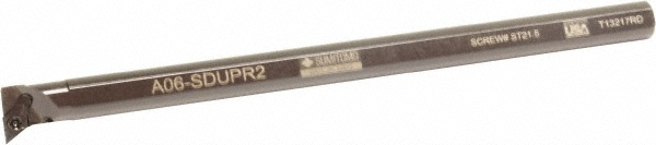 Hertel Indexable Boring Bar: A08SDUPR2 1/2", 0.7300" Min Bore, Right Hand, -3 deg Lead, Steel - 7000064