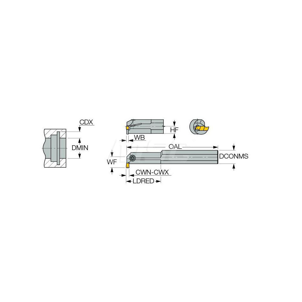 Iscar Indexable Boring Bar: GHIR-31.7-4 ISCAR TOOL, 1.48" Min Bore Dia, Right Hand Cut, 1-1/4" Shank Dia - 2800353