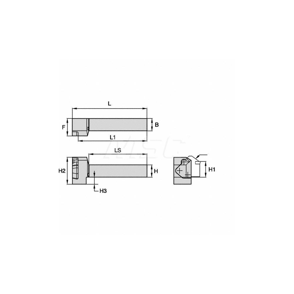Kennametal Indexable Grooving Toolholder: KGMER2050N, Right Hand - 1617592