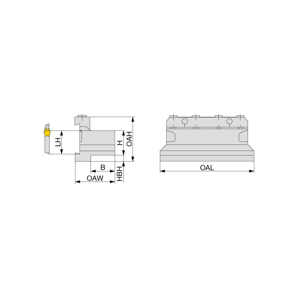 Tungaloy Tool Block Style CTBU, 32mm Blade Height, 100mm OAL, Indexable Cutoff Blade Tool Block - 2300759