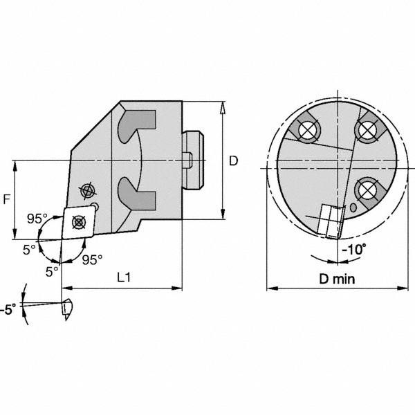 Kennametal Modular Boring Head: Left Hand, Size H50 - 1861518