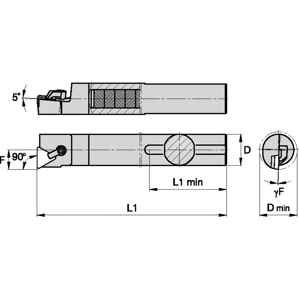 Kennametal Indexable Boring Bar: B24CTFPR4, 44.70 mm Min Bore, Right Hand, 38.10 mm Shank Dia, Steel - 1095834