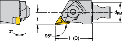 Kennametal Modular Turning & Profiling Head: Size KM16, 20 mm Head Length, Right Hand - 1831209