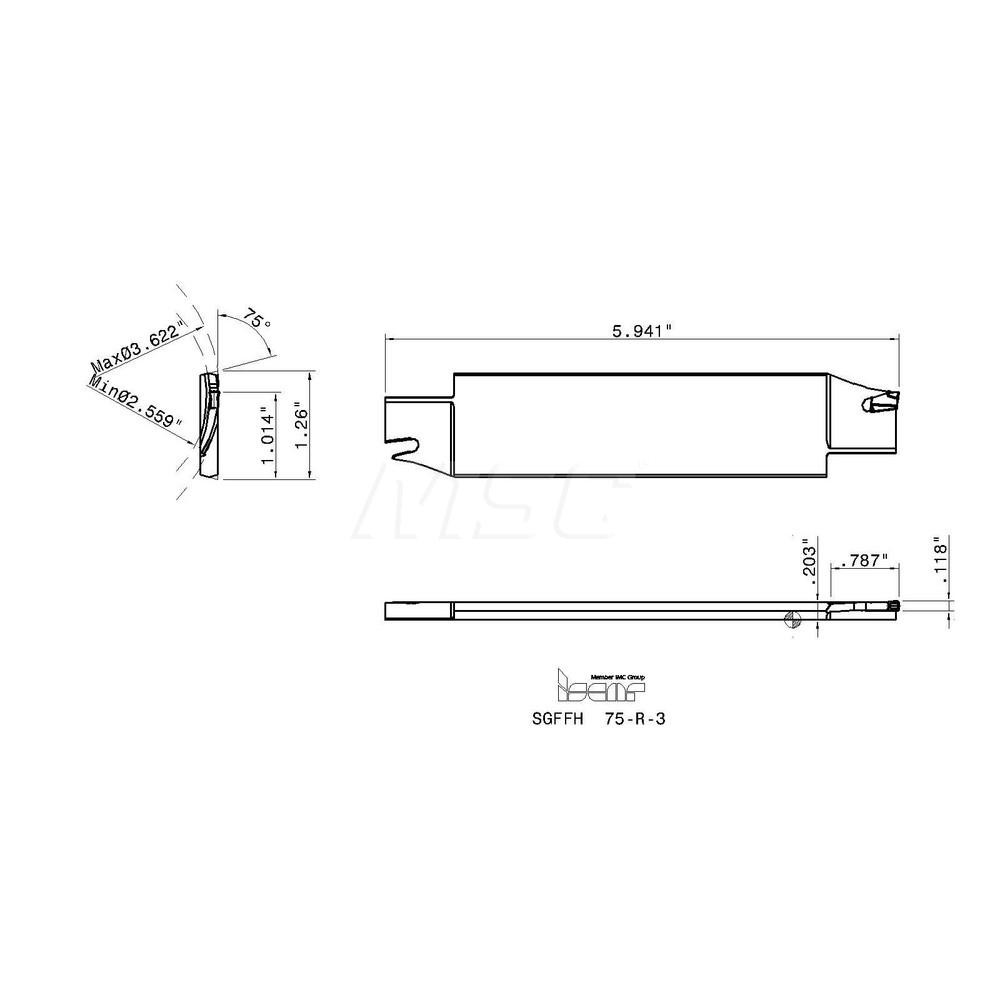 Iscar SGFFH Double End Right Hand Indexable Cutoff Blade - 2300312