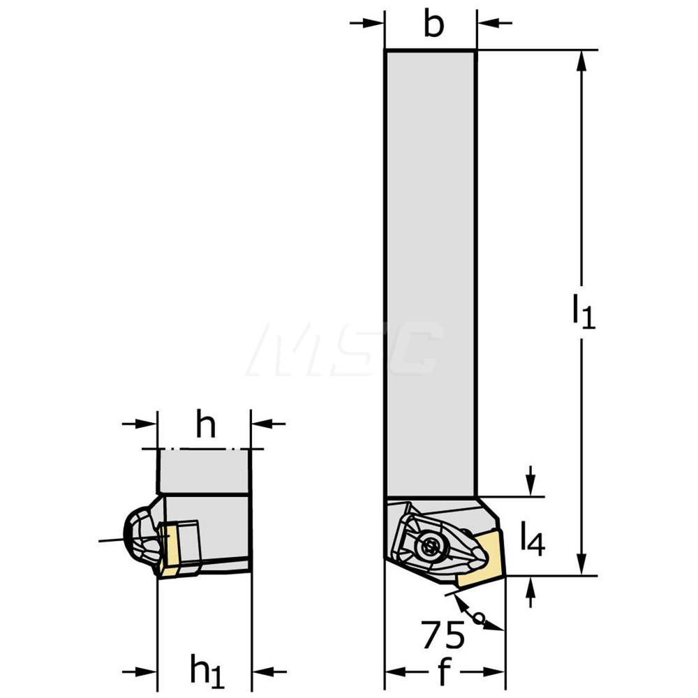 Walter Indexable Turning Toolholder: DCKNR20-5D, 75.0 deg Lead Angle, Clamp - 6347628