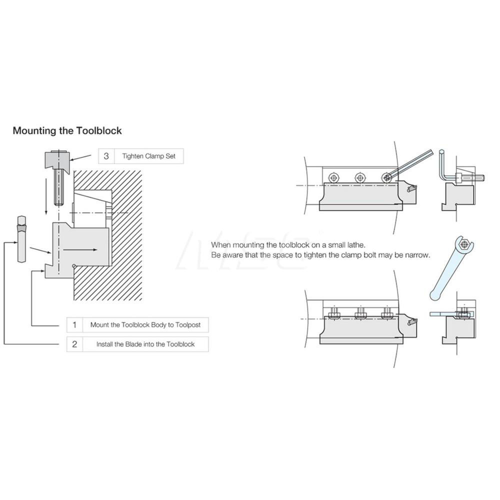 Kyocera Tool Block Style KTKTB, 32mm Blade Height, 4.33" OAL, 1.97"& OAH, Indexable Cutoff Blade Tool Block - 8801677