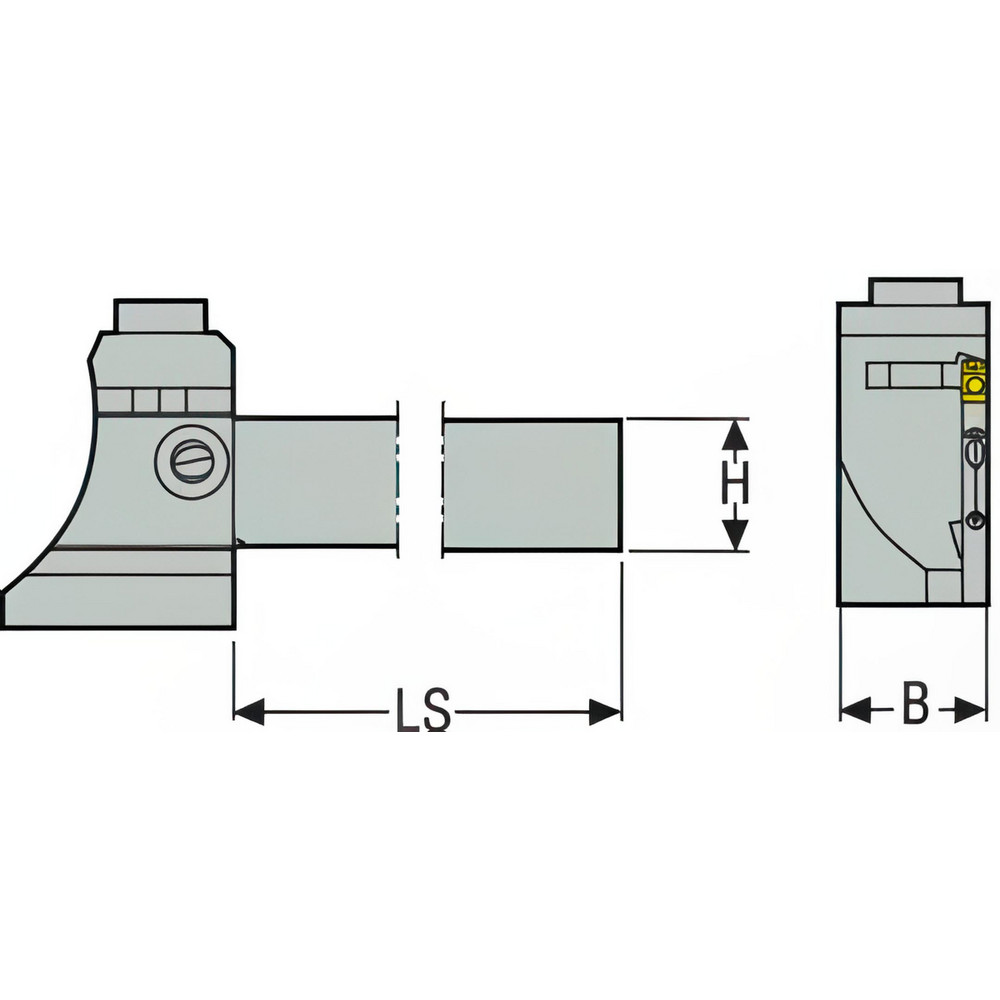 Seco Tool Block Style 150.10-JETI, 15.49mm Blade Height, 118.3mm OAL, 1" OAH, Indexable Cutoff Blade Tool Block - 03128632