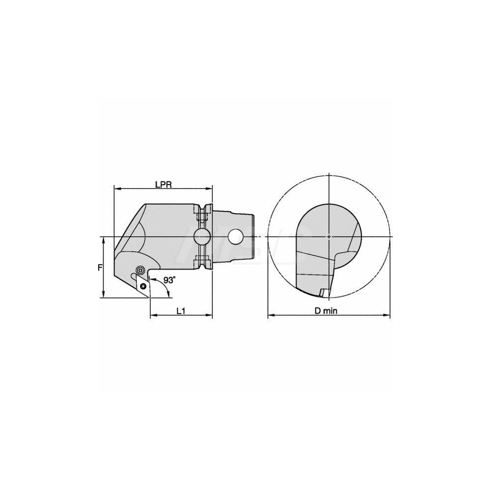 Kennametal Modular Turning & Profiling Head: Size KM50, 75 mm Head Length, Internal or External, Right Hand - 3741400