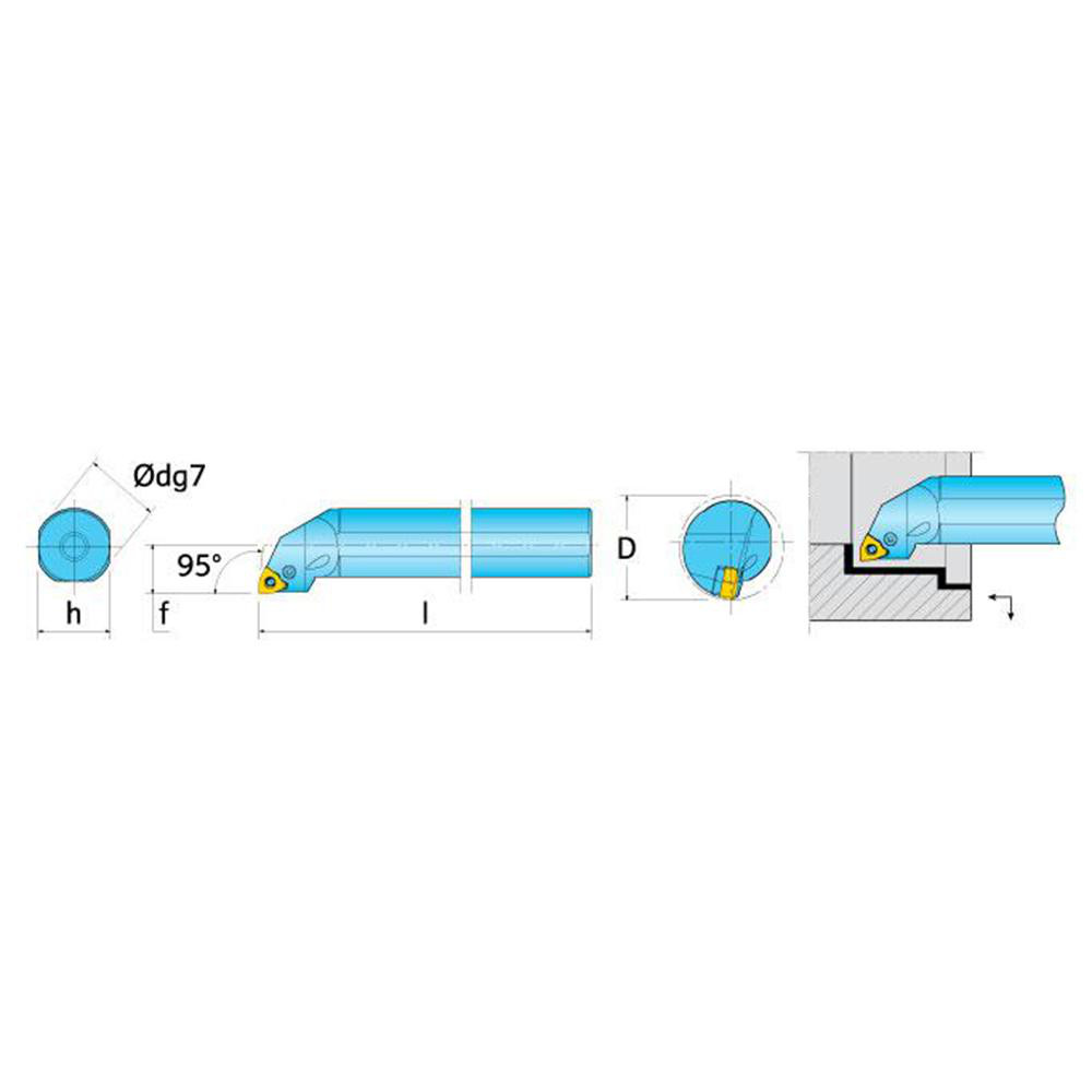 Ingersoll Cutting Tools Indexable Boring Bar: A10R-HWLNL-33, 3/4" Min Bore, 5/8" Shank Dia, 95 deg Lead, Steel - 6134405