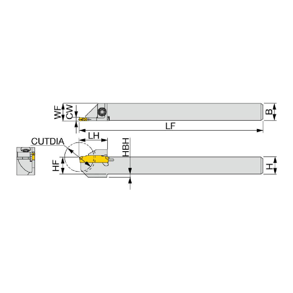 Tungaloy Indexable Grooving-Cutoff Toolholder: JCTEL1616X2T16, 2 mm Min Groove Width, Left Hand - 6164609