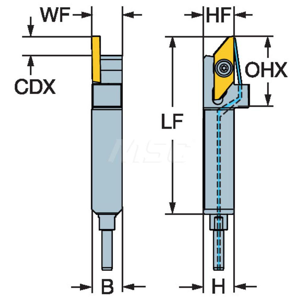 Sandvik Coromant Indexable Grooving Toolholder: QS-SMALR063XHP, External, Right Hand - 6950301