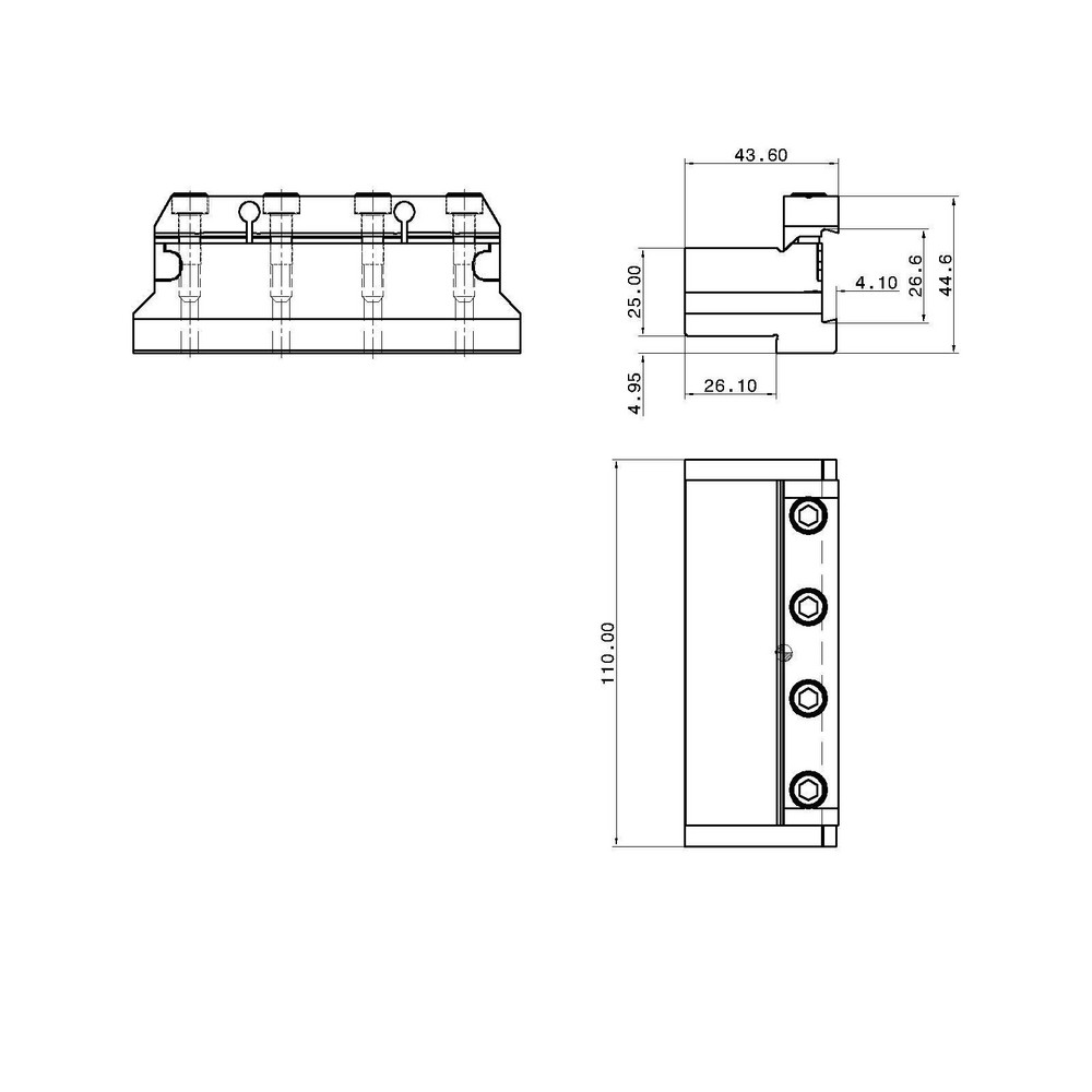 Tungaloy Tool Block Style CTBU, 26mm Blade Height, 110mm OAL, Indexable Cutoff Blade Tool Block - 2301099