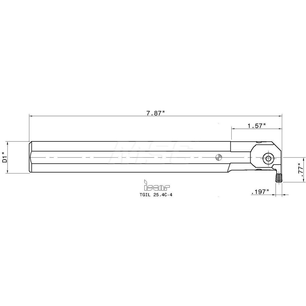 Iscar Indexable Grooving Toolholder: TGIL 25.4C-4, Internal, Left Hand - 2850072