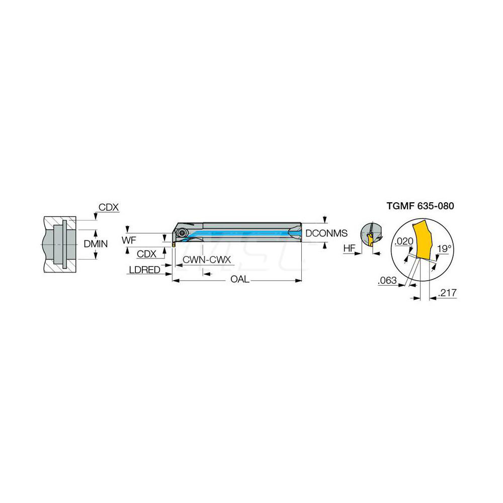 Iscar Indexable Grooving Toolholder: TGIL 25.4C-4, Internal, Left Hand - 2850072